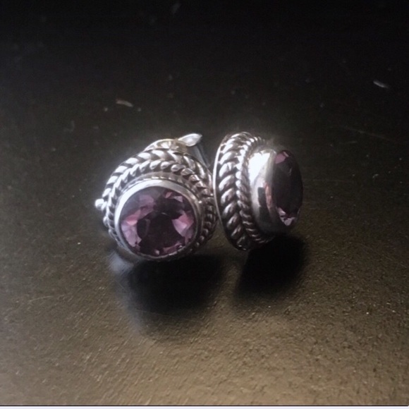 Amethyst Sterling Silver 925 Earrings - Picture 3 of 8